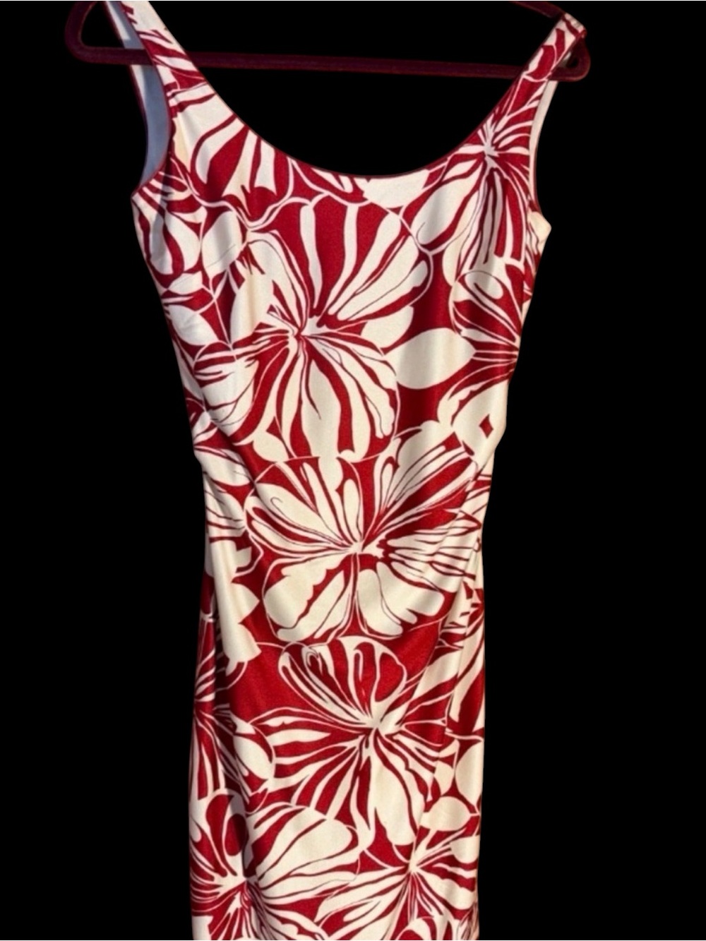 Kay Unger Red and White Floral Print Cotton Blend Sleeveless Sheath Dress Sz 8